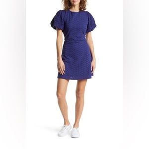 Free People Apricot Rose Puff Sleeve Indigo Dress